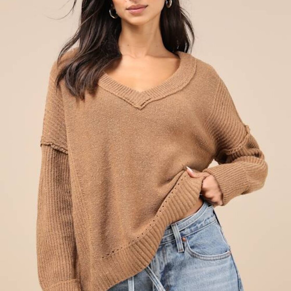 Lulus Notably Toasty Brown Sweater - Size S